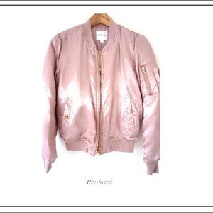 PINK SATIN BOMBER JACKET